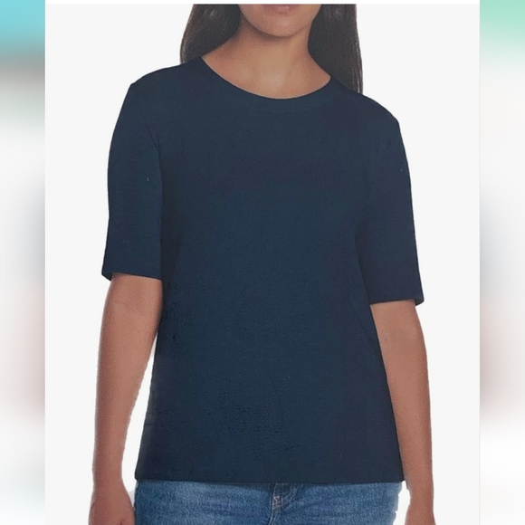 NWT Orvis Women's Scoop Neck Pima Cotton Elbow Sleeve Top Navy M S XXL - Picture 1 of 4